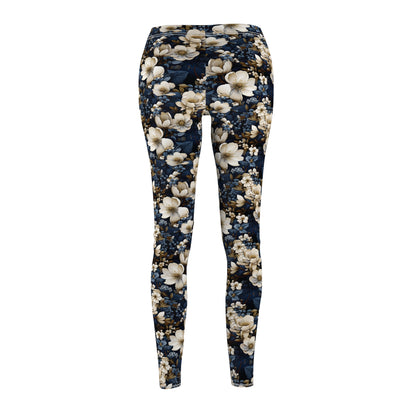 Elegant Premium Winter Blue Flower Leggings for Effortless Sophistication