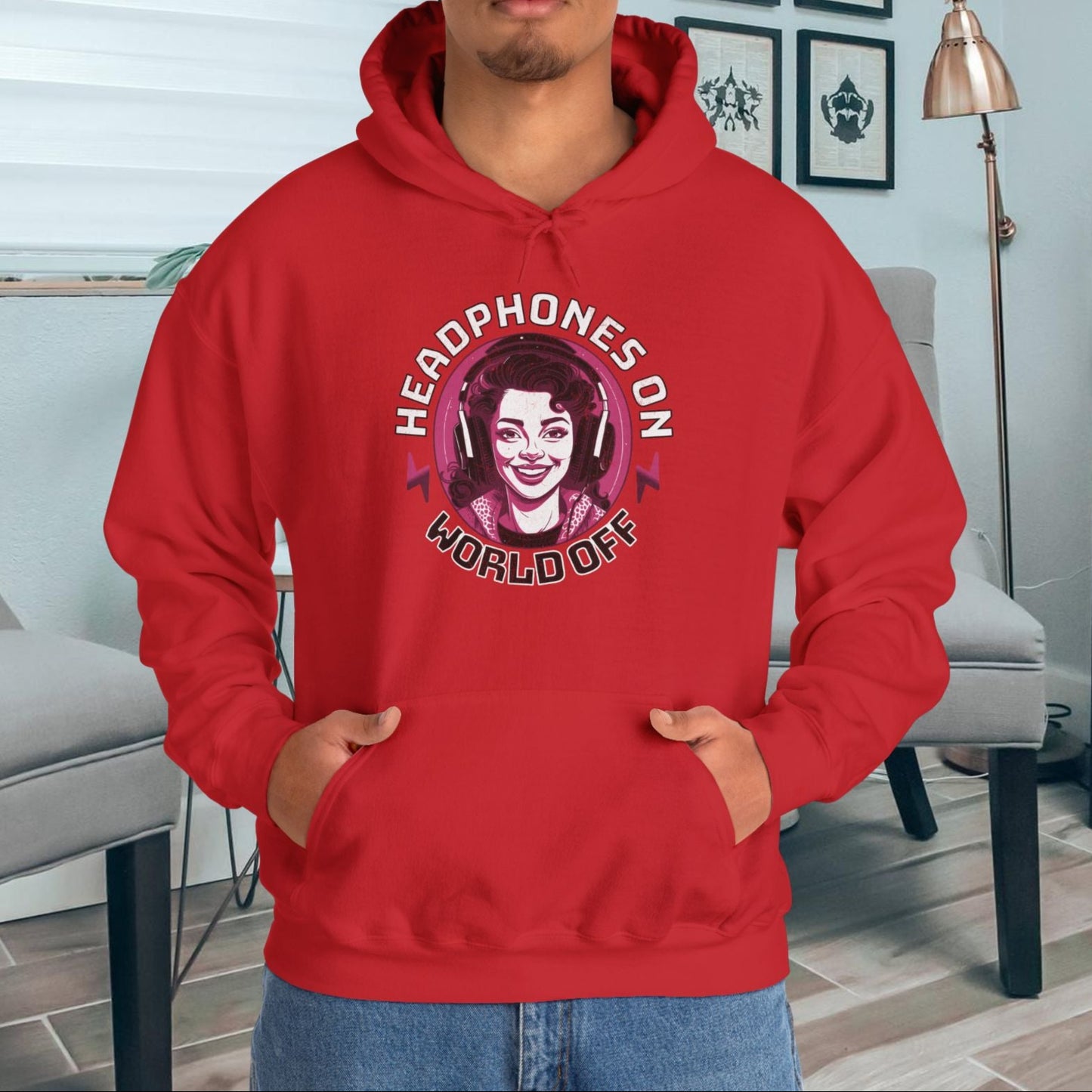 Headphones On - World Off - Unisex Heavy Blend™ Hoodie -  ADHD Sensitivities Awareness Focus