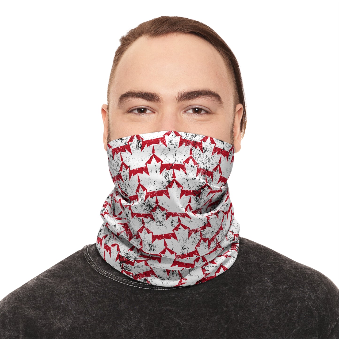 Grunge Maple Leaf Neck Gaiter – Canadian Style for Every Season