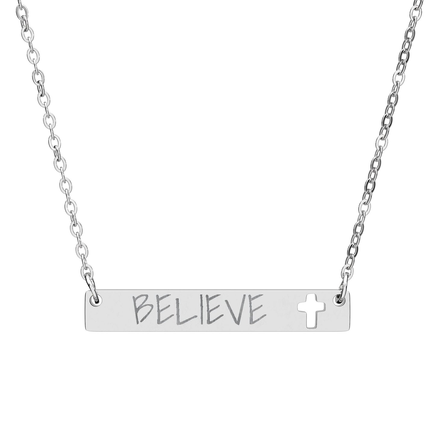Personalized Engraved Cutout | Cross Bar Necklace