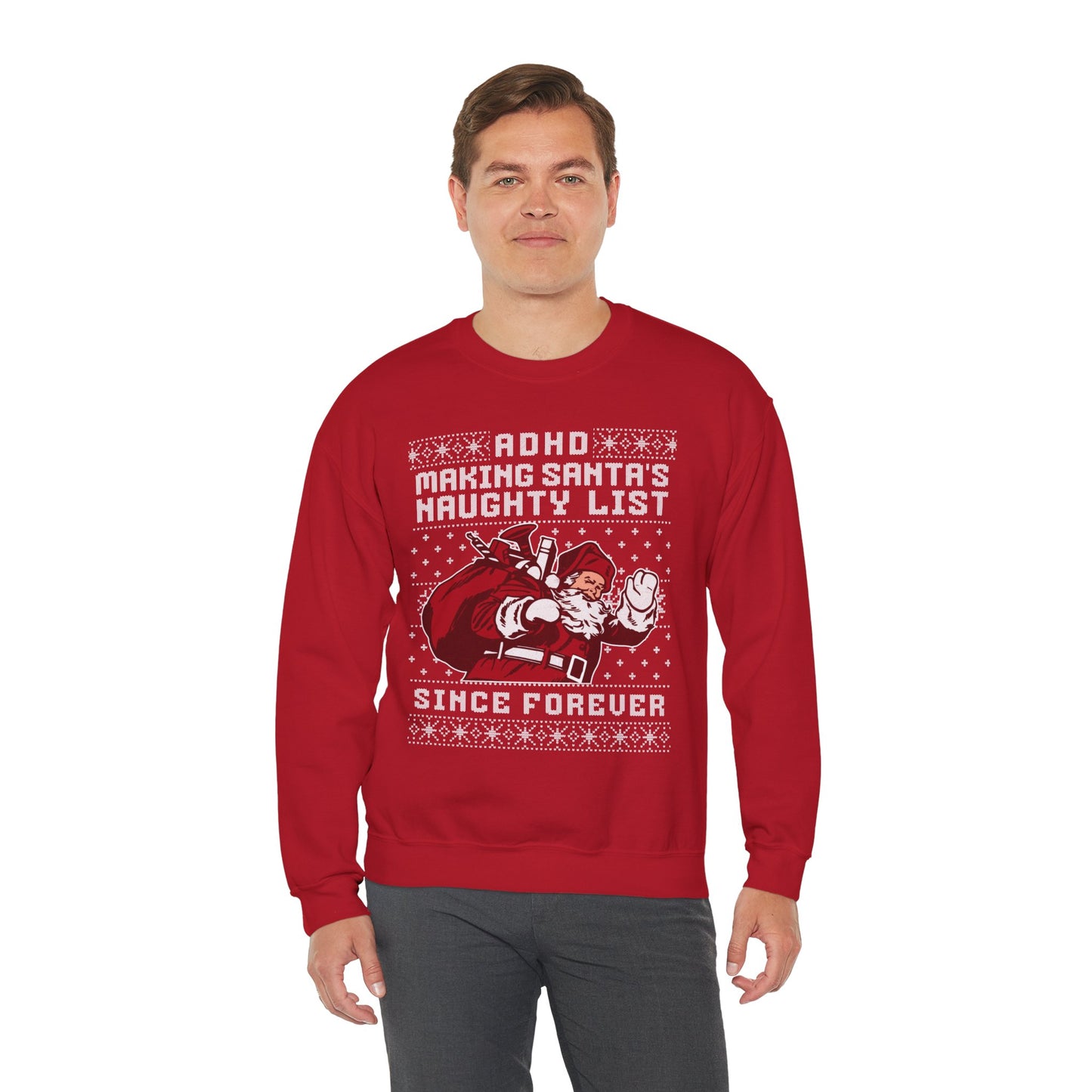 ADHD: Making Santa's Naughty List Since Forever – Unisex Heavy Blend Sweatshirt – Cozy Everyday Warmth