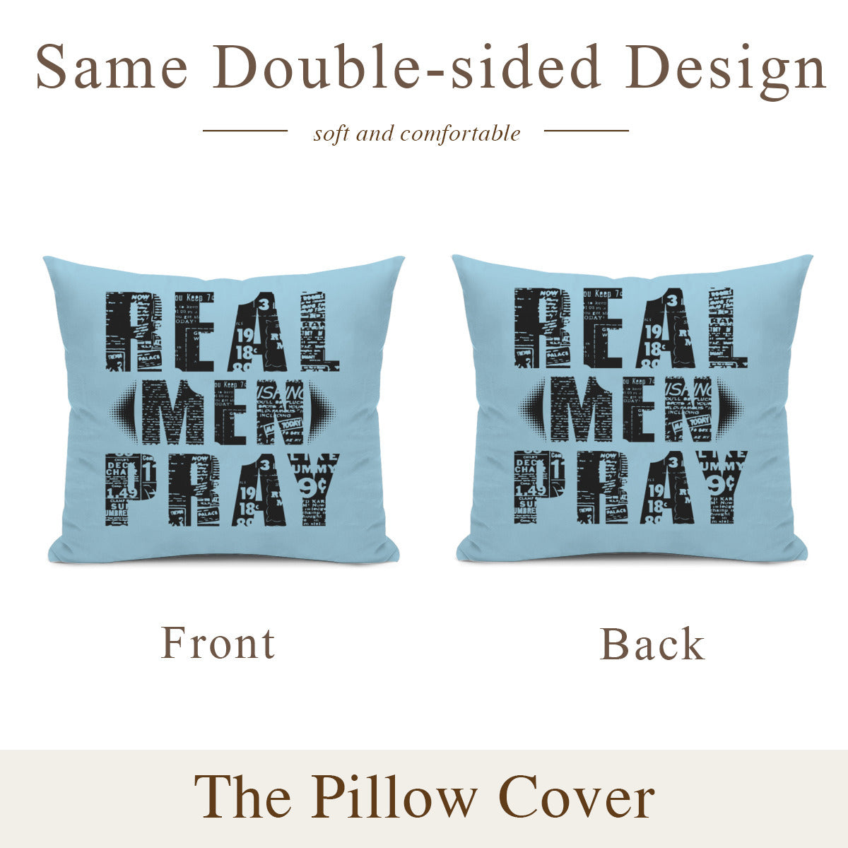 Cushion cover + pillow core (the same double-sided)｜Polyester - Real Men Pray - WHITE