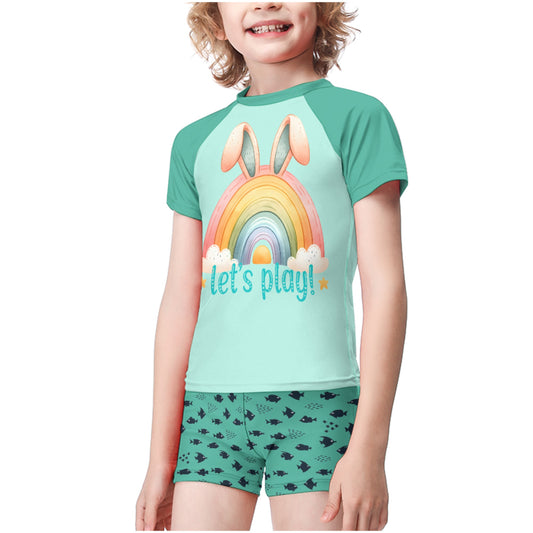 Let's Play Bunny Rainbow Child's Short Set Swimsuit