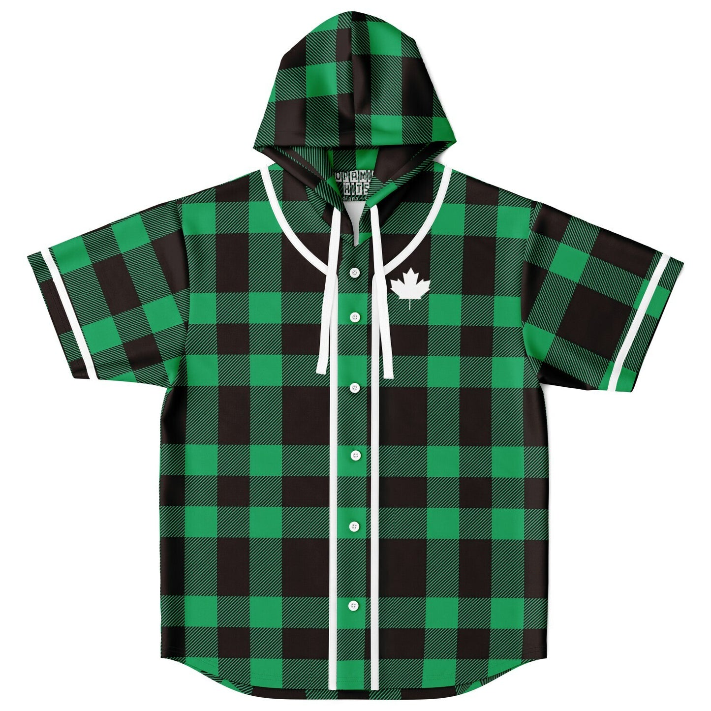 True North Strong & Free Green Plaid Hooded Baseball Jersey