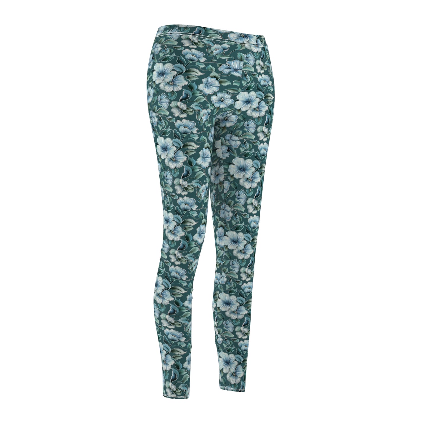 Teal Wildflower - Women's Cut & Sew Casual Leggings