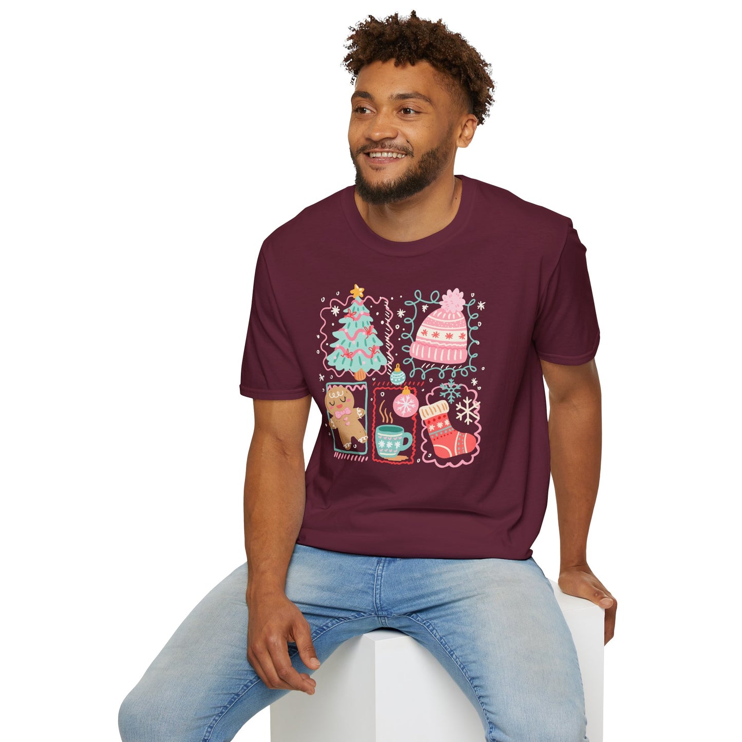 Christmas Retro Coquette | Unisex Soft-Style Cotton T-Shirt – Lightweight, Comfortable, Everyday Ready