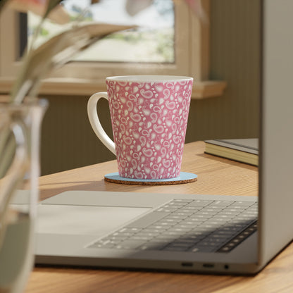 Pink Paisley Ceramic Latte Mug, 12oz