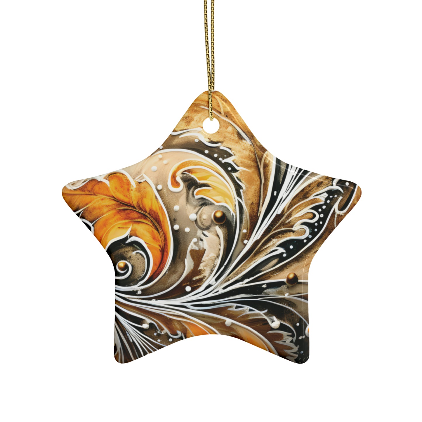 Gold Heart Swirl Ceramic Christmas Ornaments (1pcs, 5pcs, 10pcs, 20pcs)