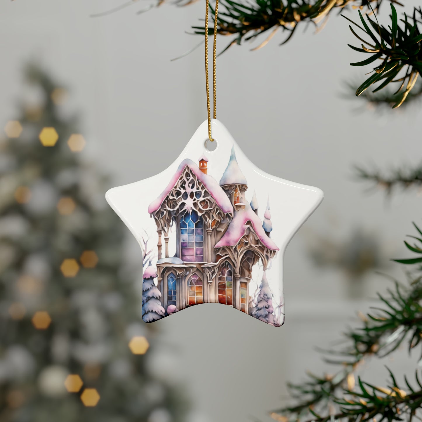 Idyllic Fantasy Christmas Scene | Ceramic Ornaments (1pcs, 5pcs, 10pcs, 20pcs) - 22