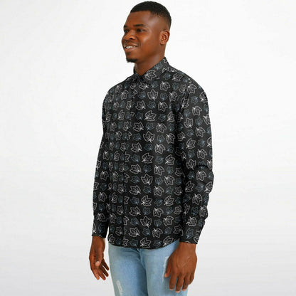 Maple Leaf Black Long Sleeve Button Down Shirt