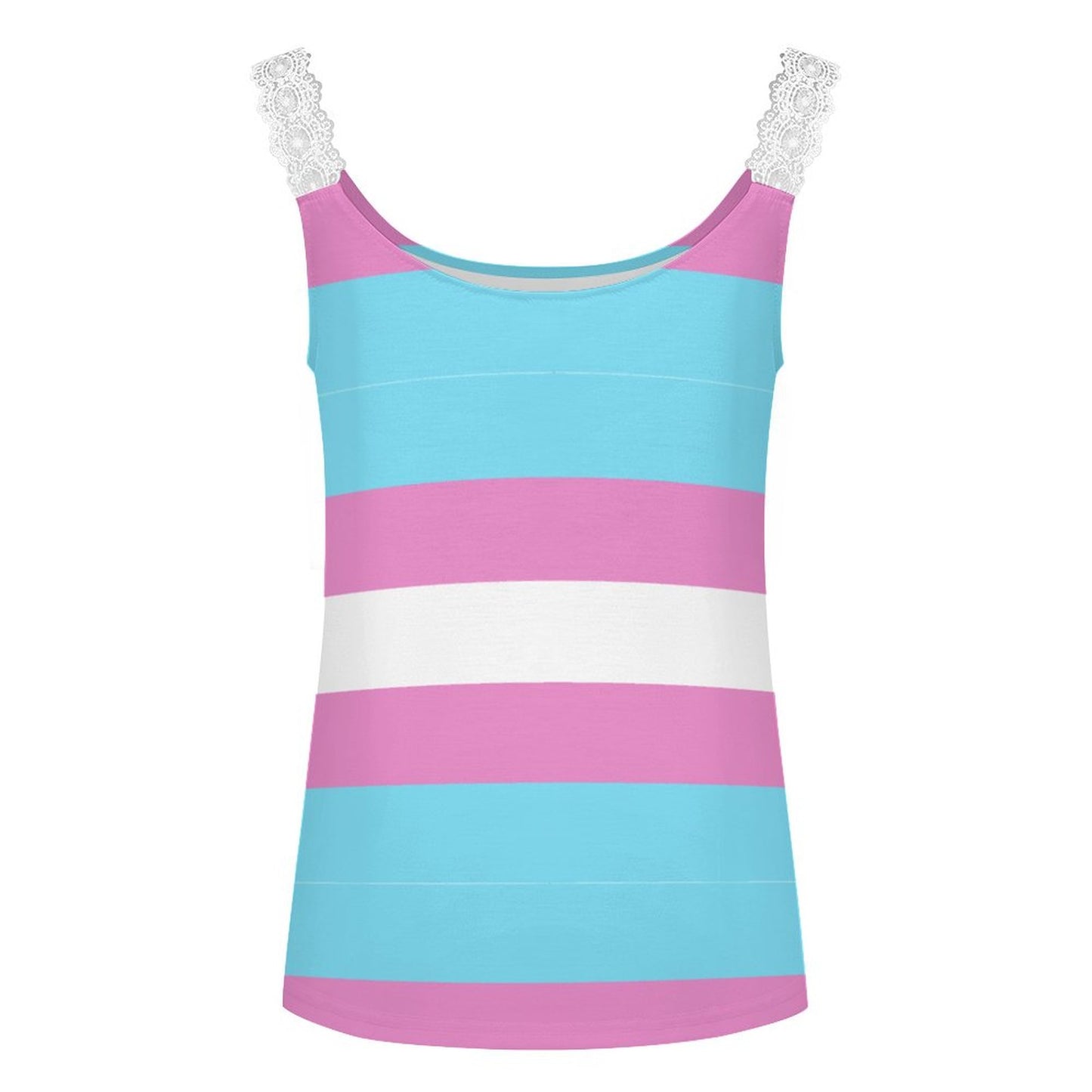 Butterflies on a Transgender Flag | Women’s Lace Trim Cami Tank Top – Soft Stretch Everyday Essential
