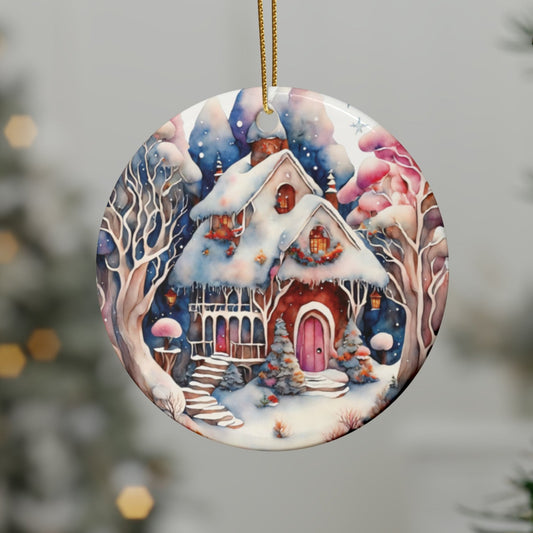Idyllic Fantasy Christmas Scene | Ceramic Ornaments (1pcs, 5pcs, 10pcs, 20pcs) - 24