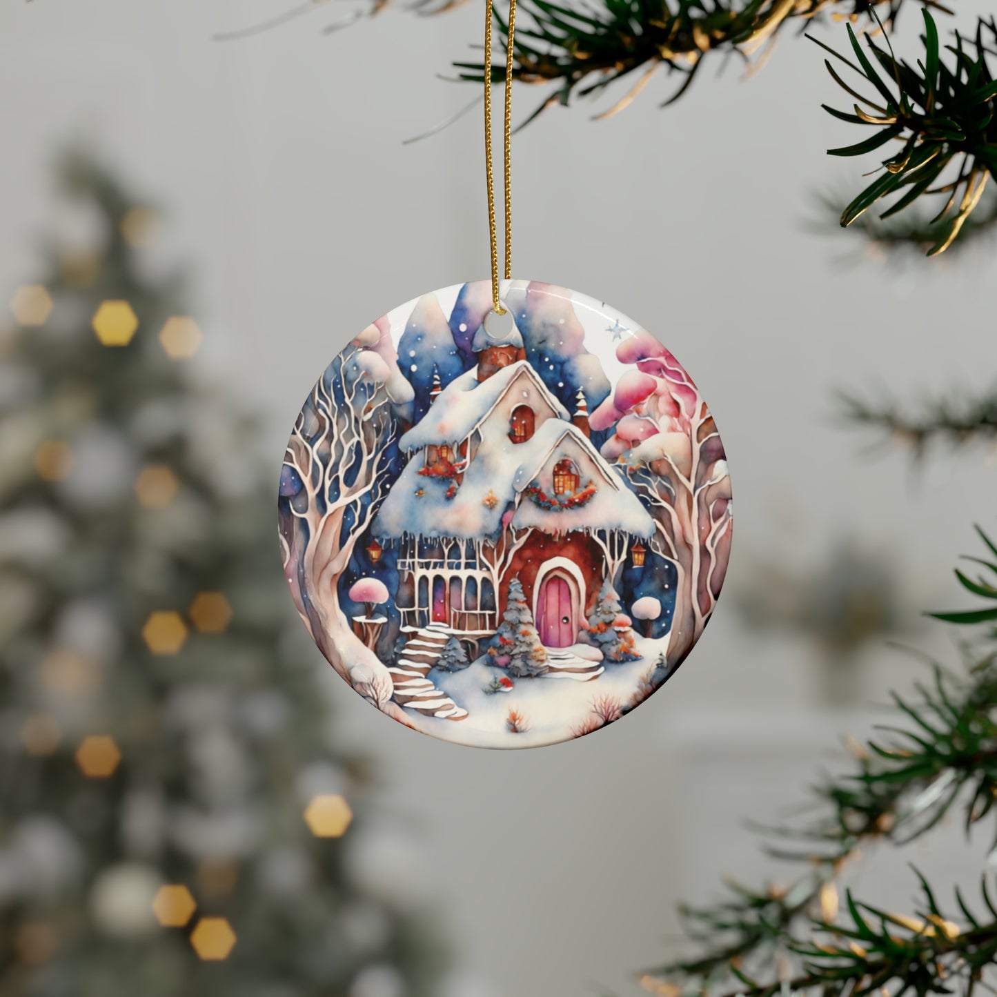 Idyllic Fantasy Christmas Scene | Ceramic Ornaments (1pcs, 5pcs, 10pcs, 20pcs) - 24