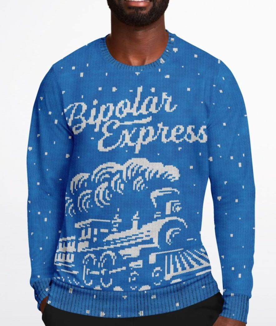 Bipolar Express Ugly Christmas Sweater - Athletic Sweatshirt