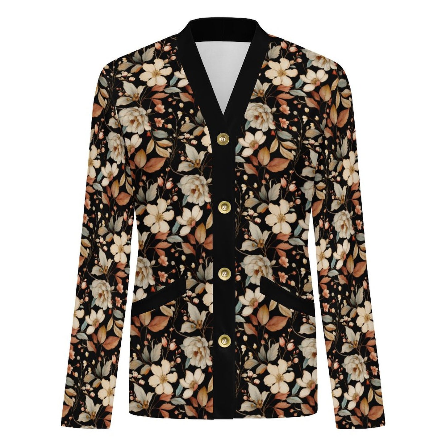Black 170gsm Women's Lightweight Cardigan(All-Over Printing)