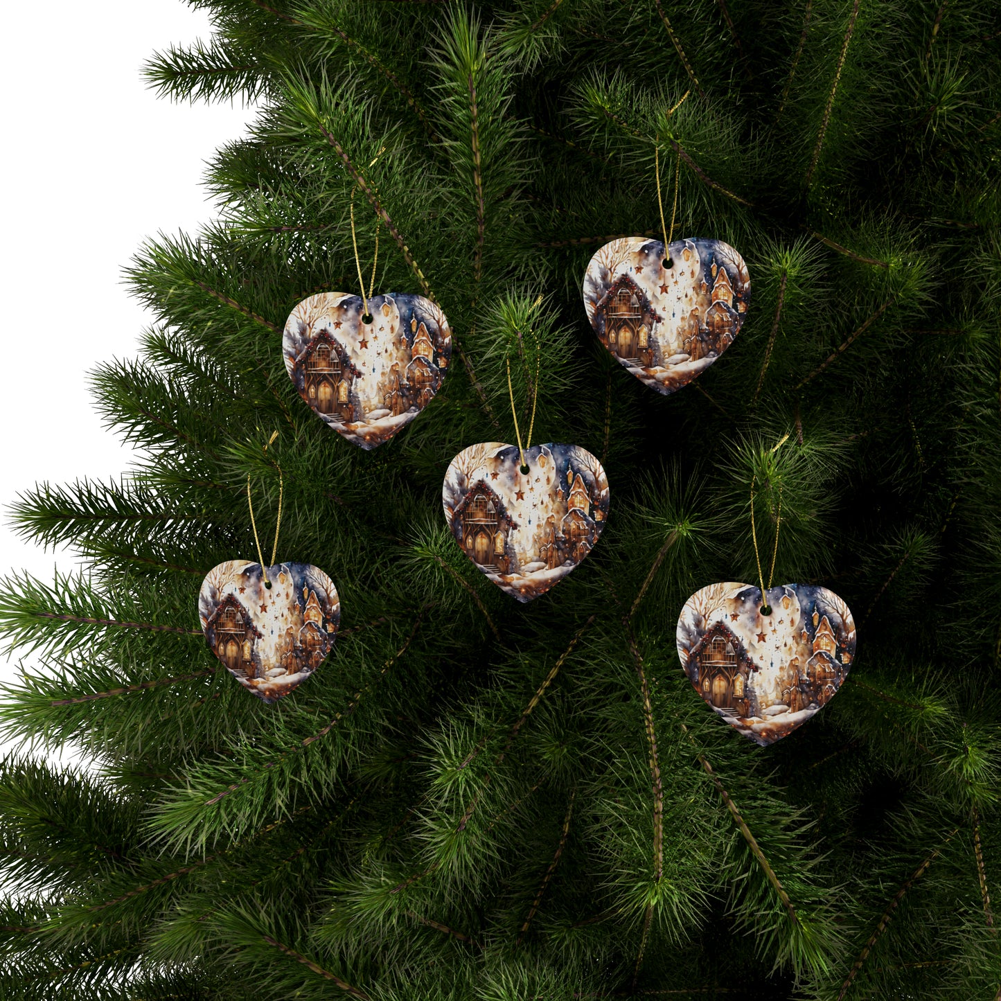 Idyllic Fantasy Christmas Scene | Ceramic Ornaments (1pcs, 5pcs, 10pcs, 20pcs) - 18