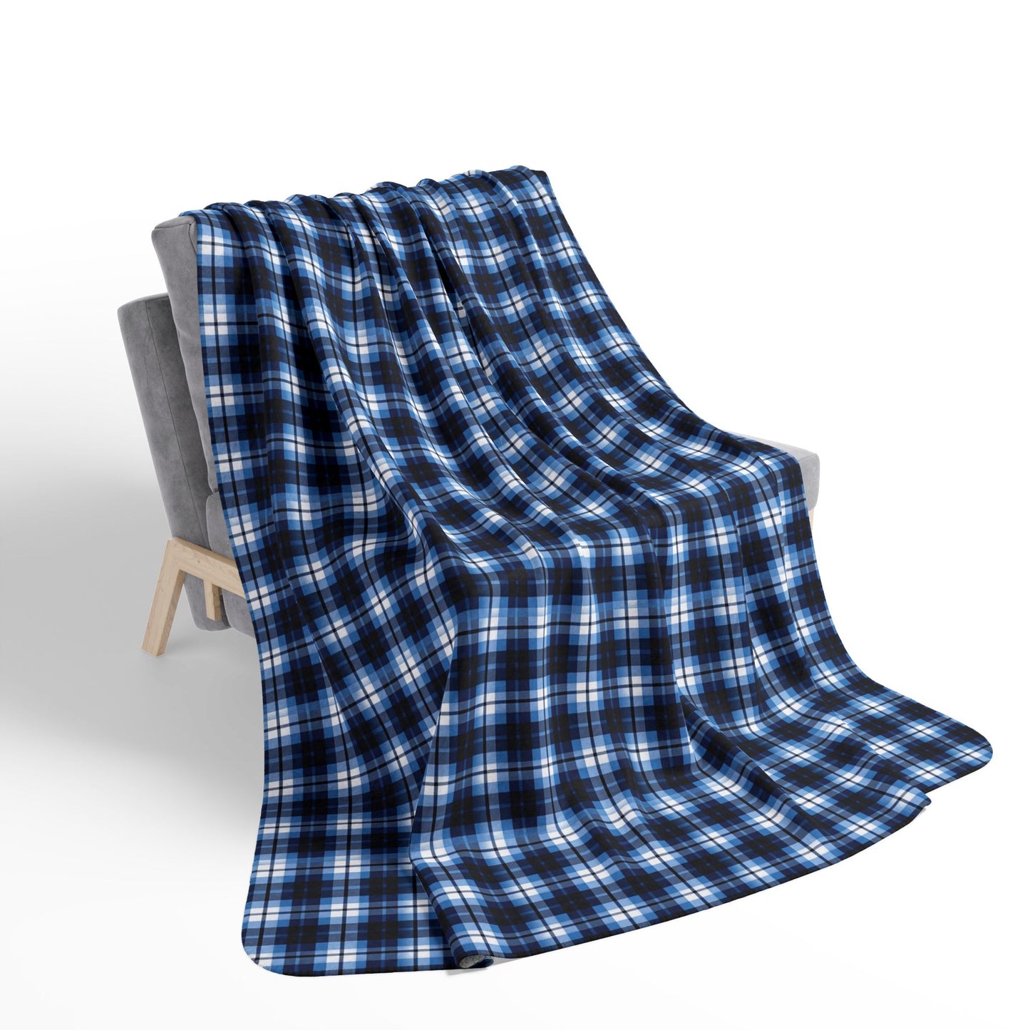 Blue Canadian Tartan - Fleece Sherpa Blanket in 2 Sizes