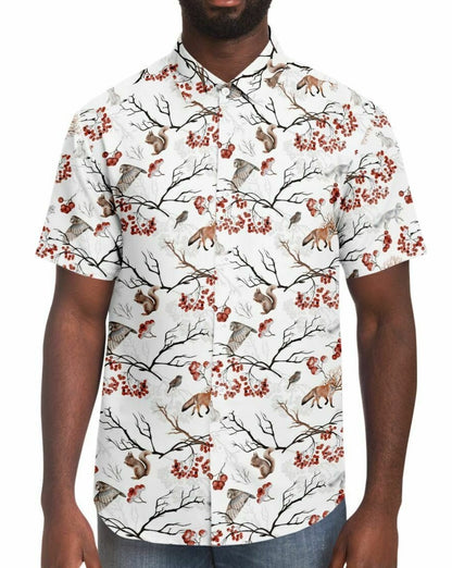 Winter Critters Short Sleeve Button Down Shirt