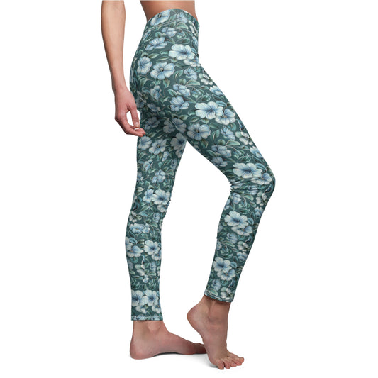 Teal Wildflower - Women's Soft & Casual Leggings