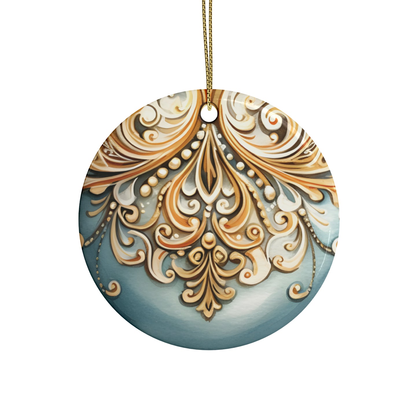 Gold and Blue Ceramic Christmas Ornaments (1pcs, 5pcs, 10pcs, 20pcs)