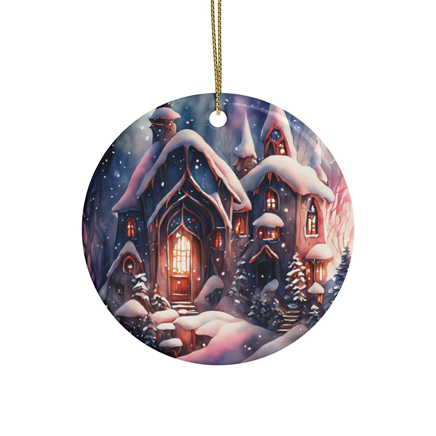 Idyllic Fantasy Christmas Scene | Ceramic Ornaments (1pcs, 5pcs, 10pcs, 20pcs) - 25