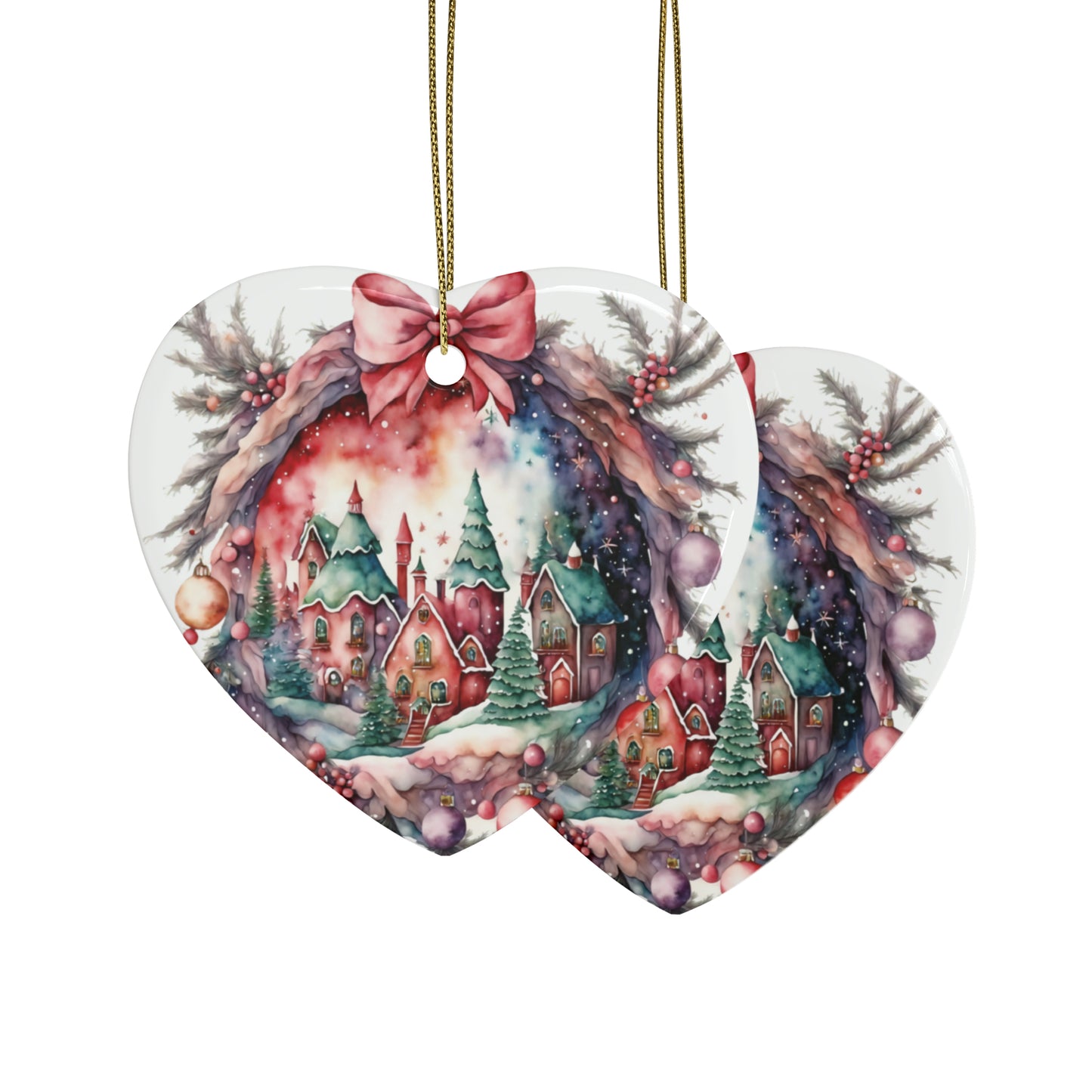 Idyllic Fantasy Christmas Scene | Ceramic Ornaments (1pcs, 5pcs, 10pcs, 20pcs) - 17