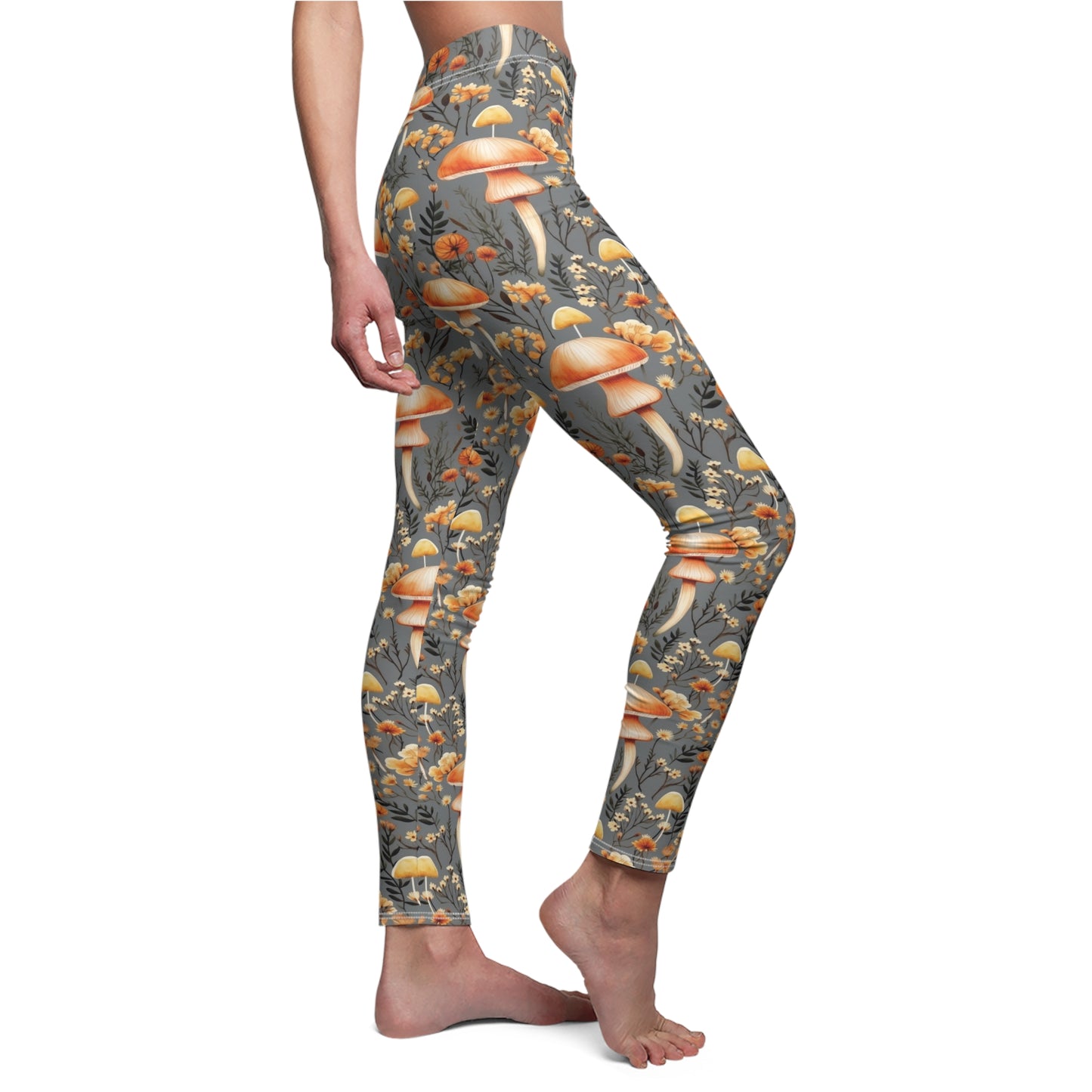 Fall Mushrooms - Women's Cut & Sew Casual Leggings