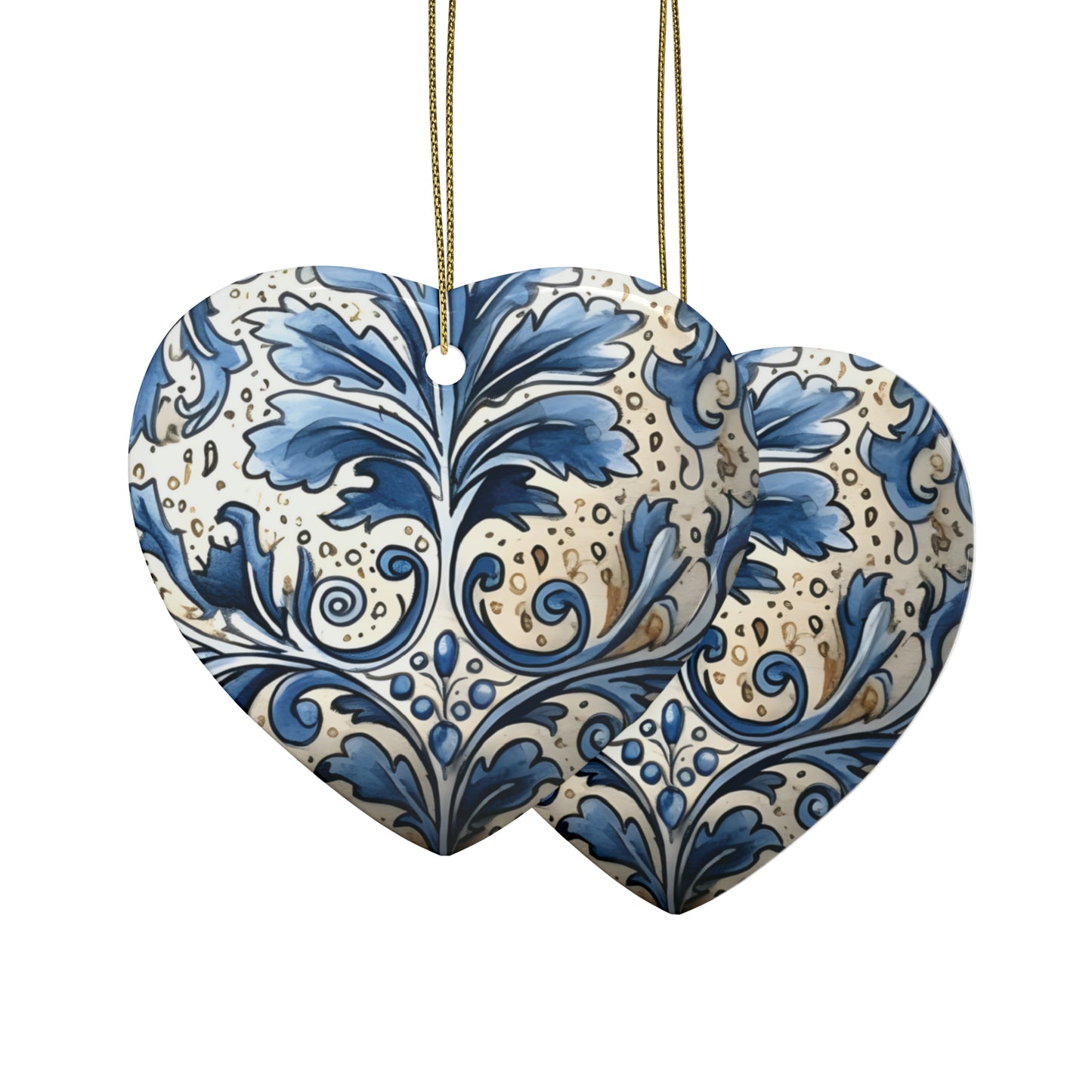 Dusty Blue & Cream Swirl Ceramic Christmas Ornaments (1pcs, 5pcs, 10pcs, 20pcs)