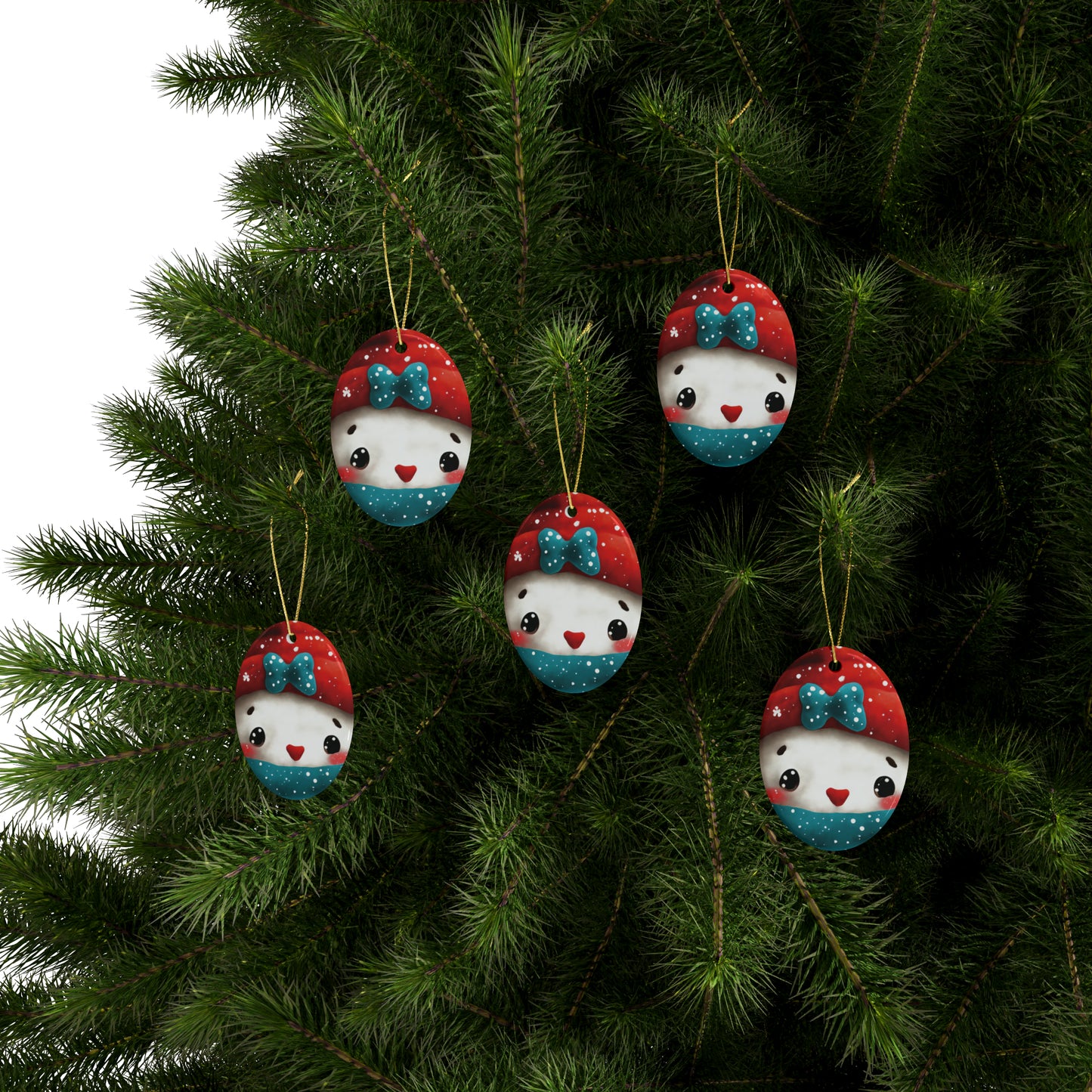 Woodland Creature | Ceramic Christmas Ornaments (1pcs, 5pcs, 10pcs, 20pcs) - Design 9