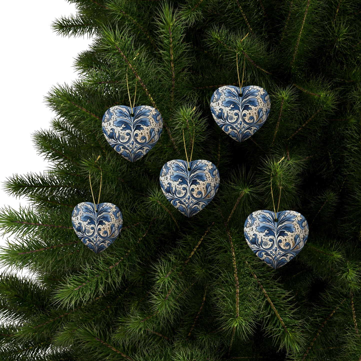 Dusty Blue & Cream Swirl Ceramic Christmas Ornaments (1pcs, 5pcs, 10pcs, 20pcs)