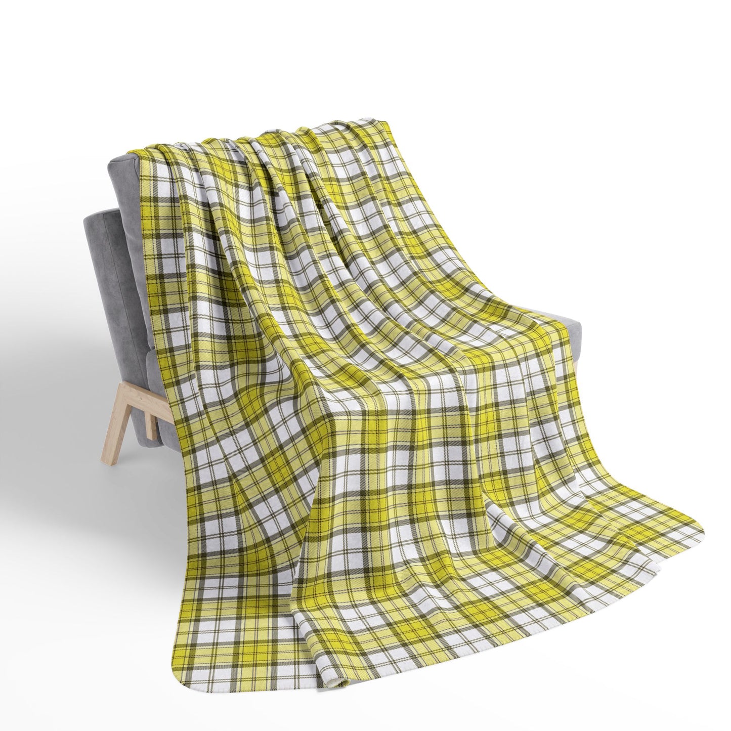 Yellow Alberta Dress Tartan - Fleece Sherpa Blanket in 2 Sizes