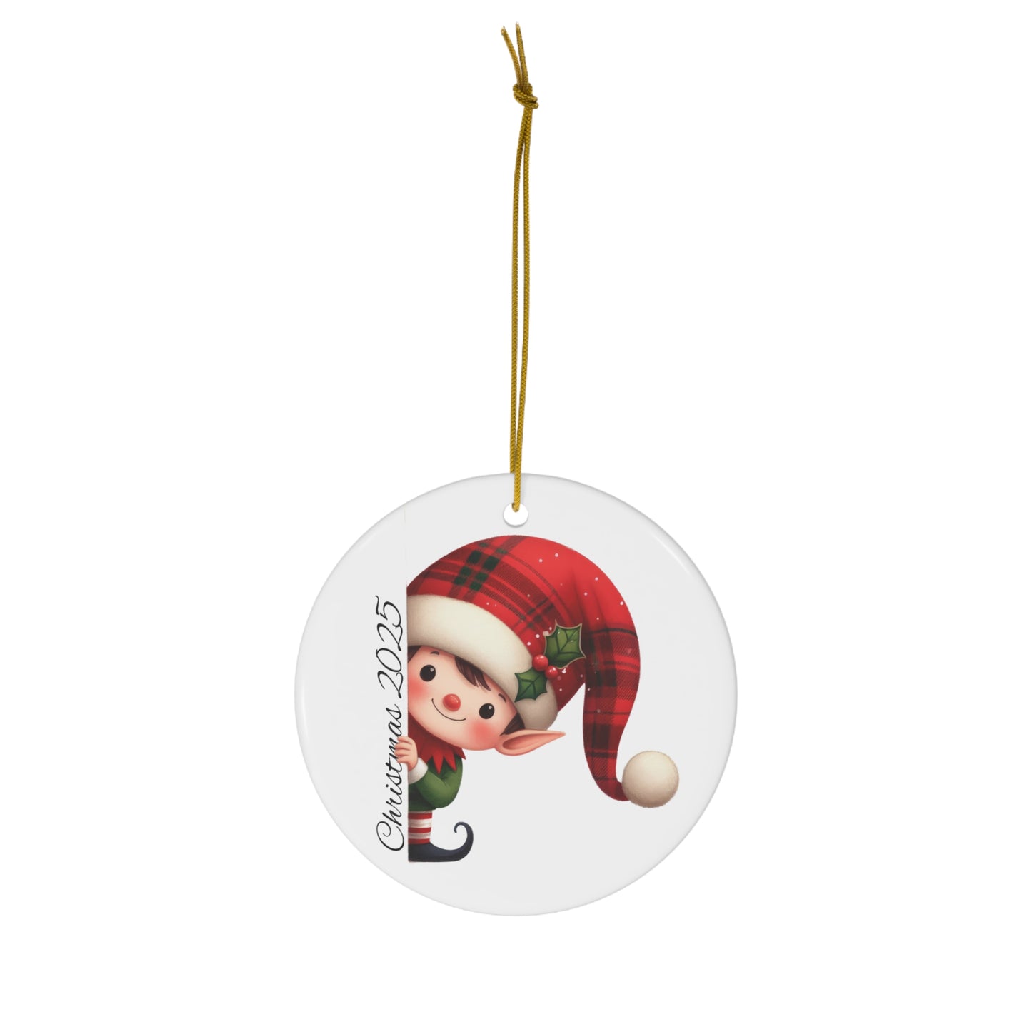 Christmas 2025 | Peeking Elf Ceramic Ornament, 1-Pack