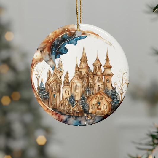 Idyllic Fantasy Christmas Scene | Ceramic Ornaments (1pcs, 5pcs, 10pcs, 20pcs) - 19