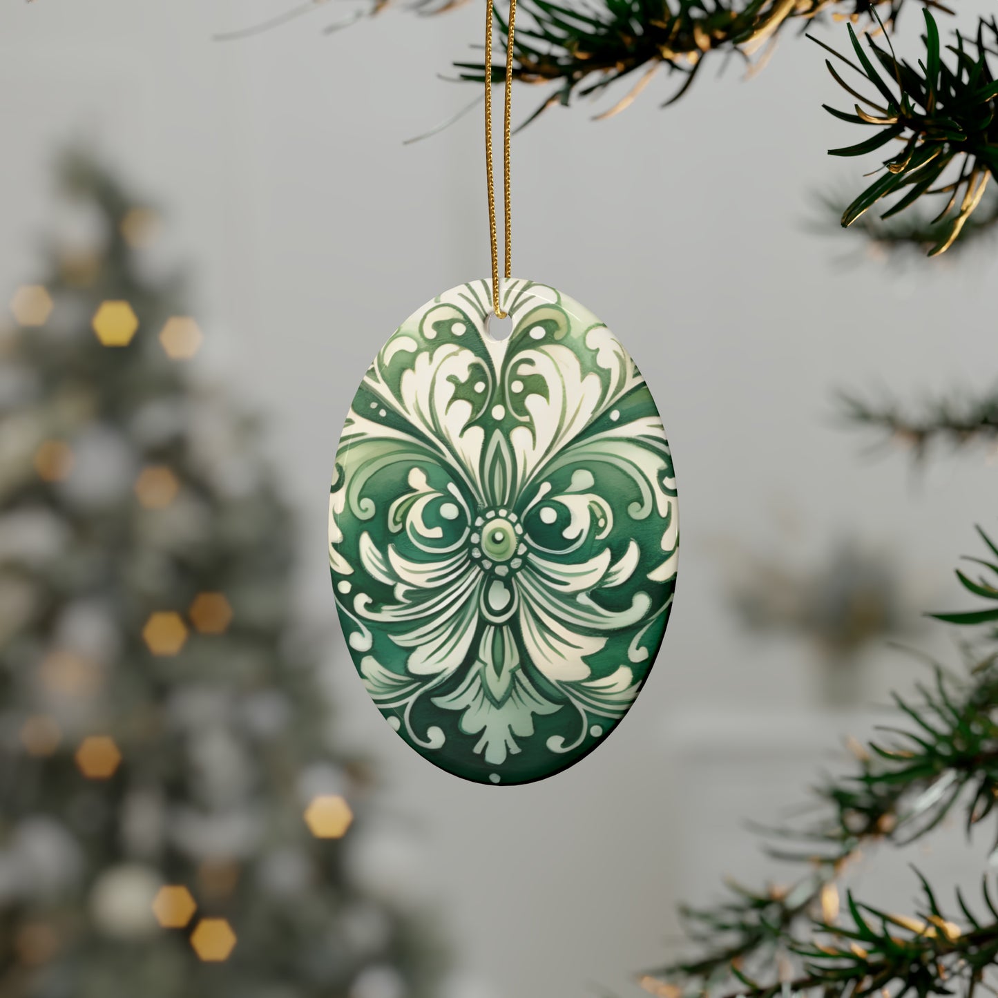 Green Swirl Ceramic Christmas Ornaments (1pcs, 5pcs, 10pcs, 20pcs)