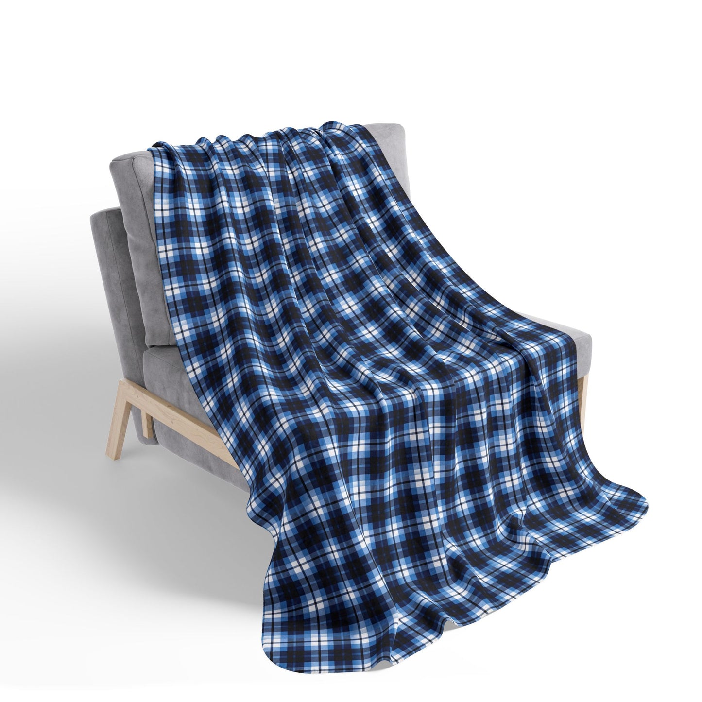 Blue Canadian Tartan - Fleece Sherpa Blanket in 2 Sizes