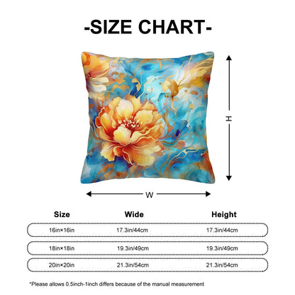 Alcohol Ink Golden Floral - Corduroy Throw Pillow Cover