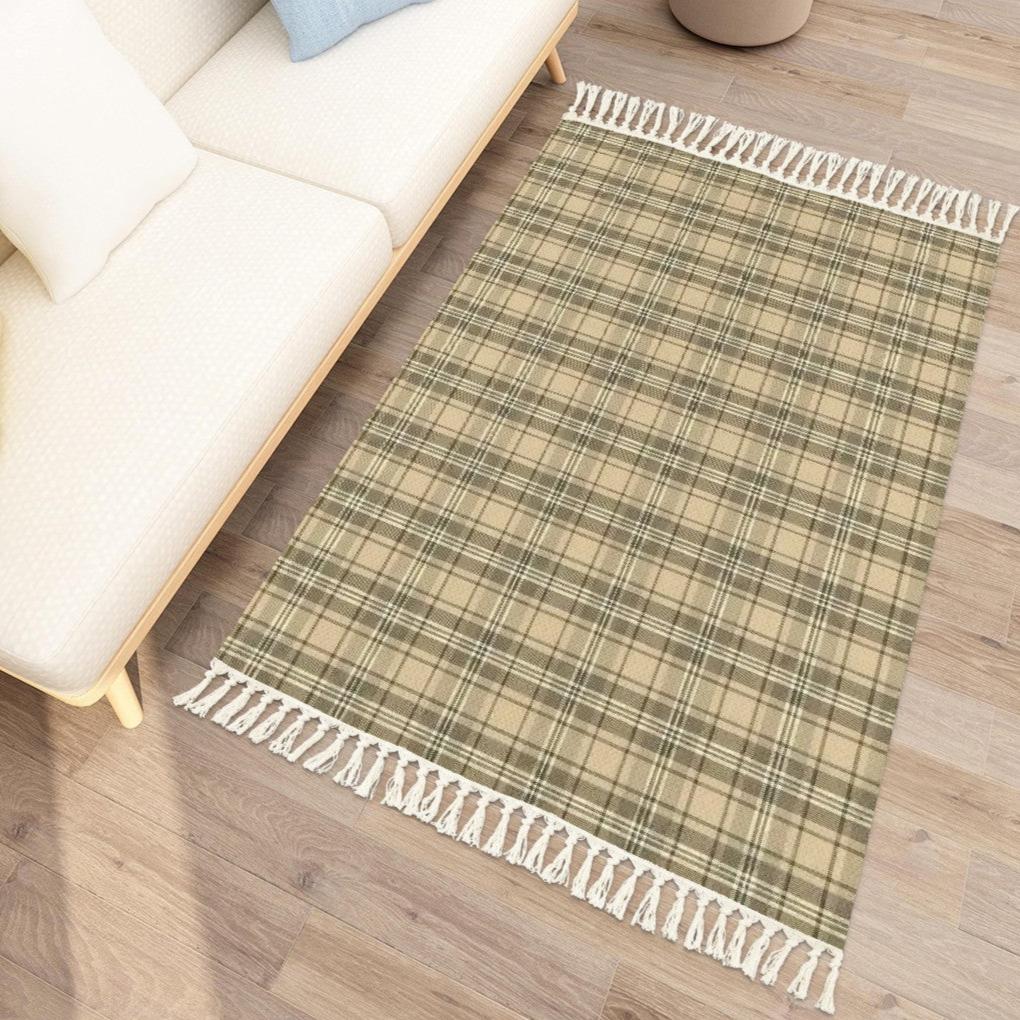 Retro Vintage Cabin/Cottage Plaid Tasselled Area Rug