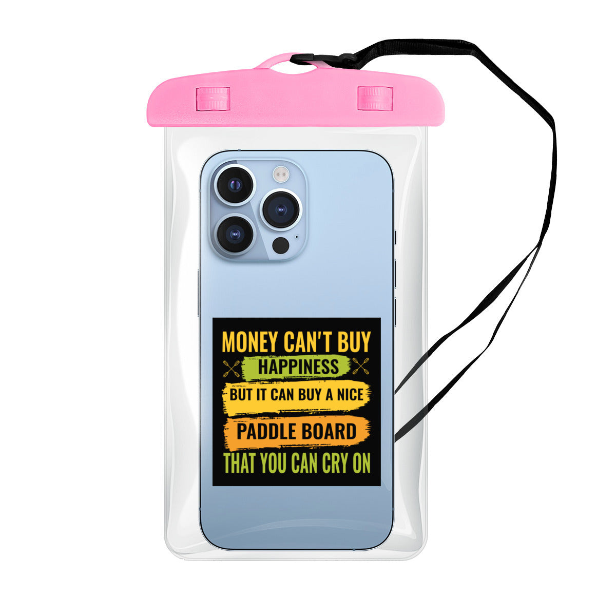 Money Can't Buy Happiness - Clear Waterproof Phone Pouch Case | PVC - PNG