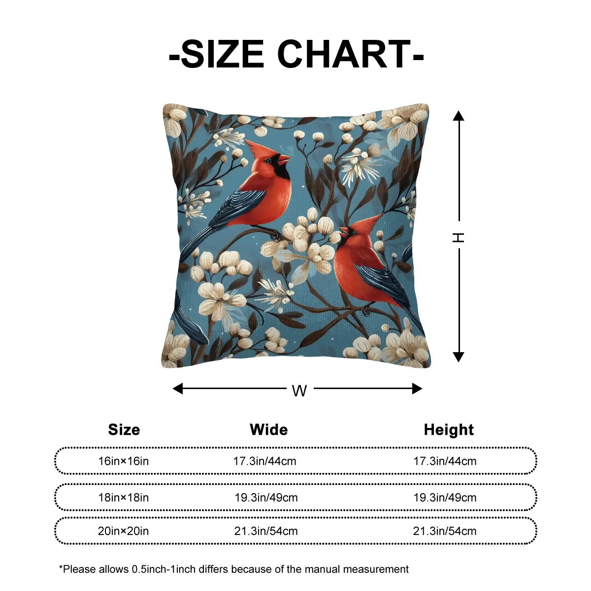 Winterberry Cardinals - Corduroy Throw Pillow Covers with Core (Double-Sided Design)