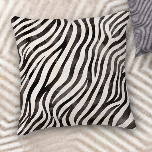 Watercoloured Zebra Print - Corduroy Throw Pillow Covers with Core (Double-Sided Design)