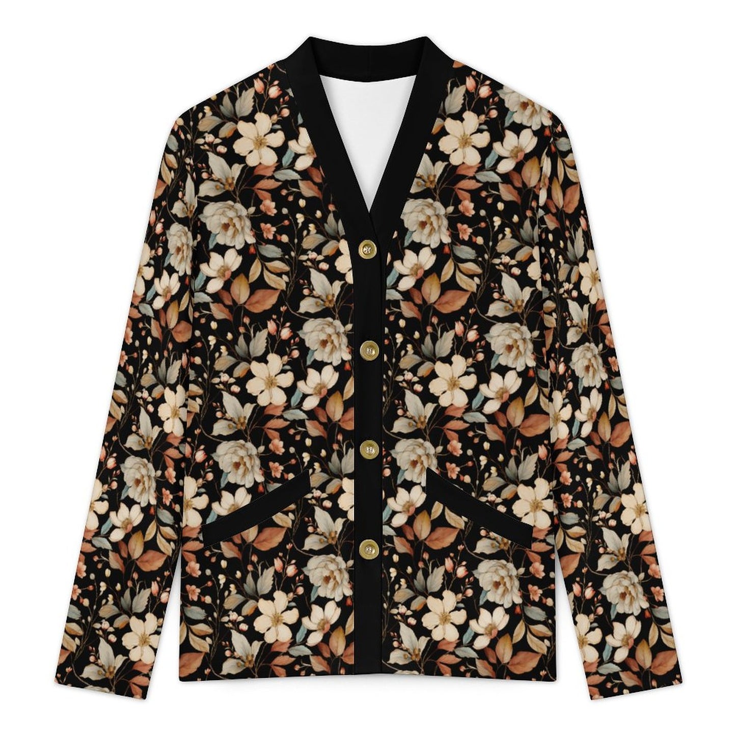 Black 170gsm Women's Lightweight Cardigan(All-Over Printing)