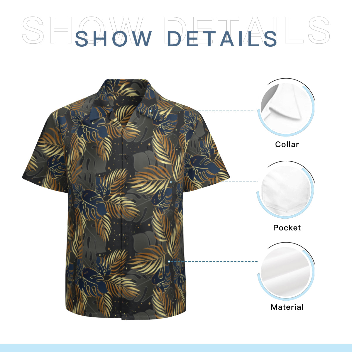 Blue & Gold Tropical Hawaiian Shirt