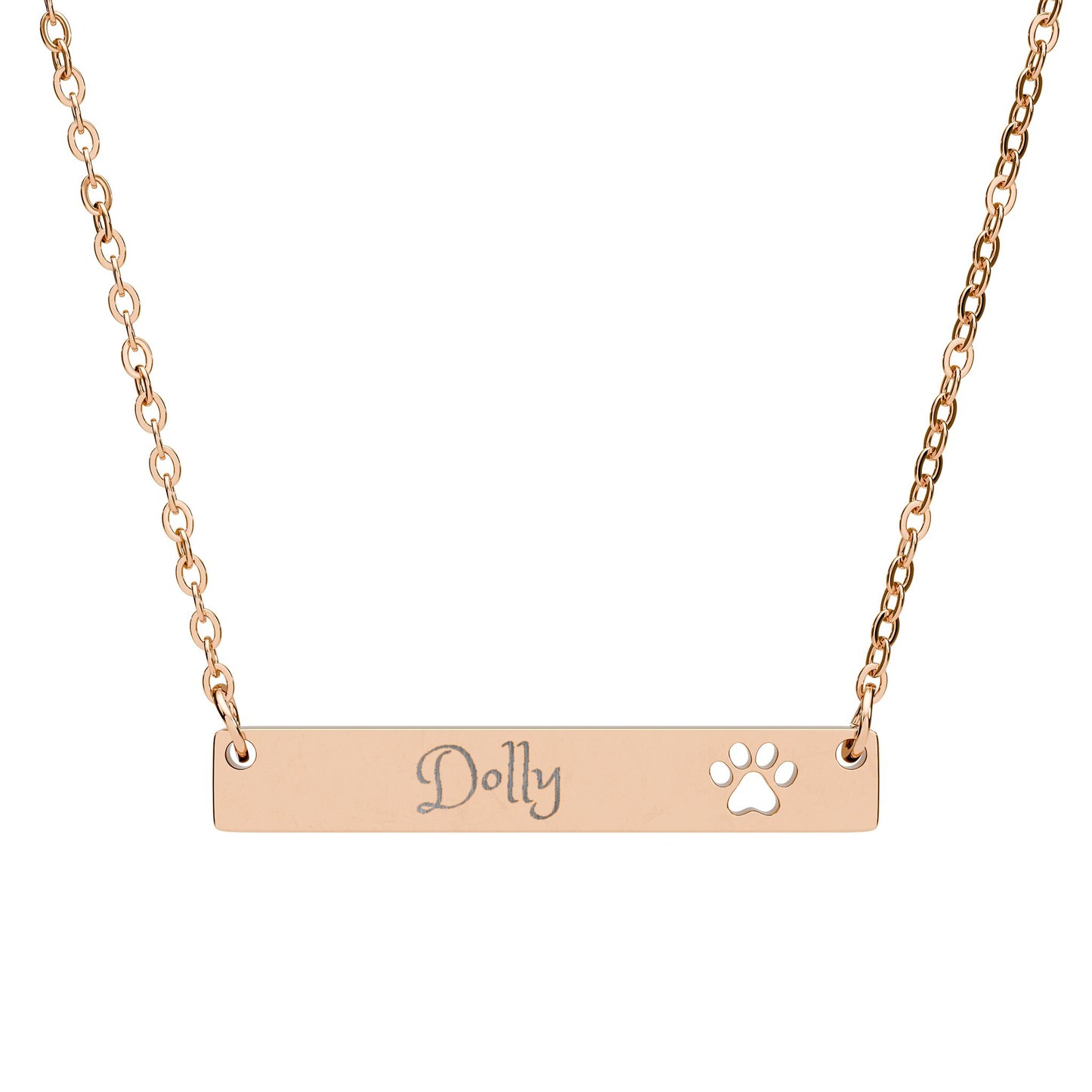 Personalized & Engraved Pet Cutout Paw | Bar Necklace