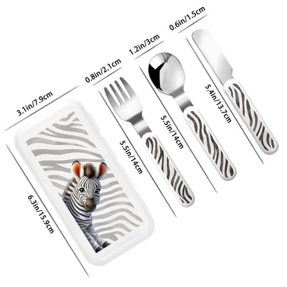 African Safari Children's Stainless Steel Cutlery Set – Safe, Durable, and Adorable