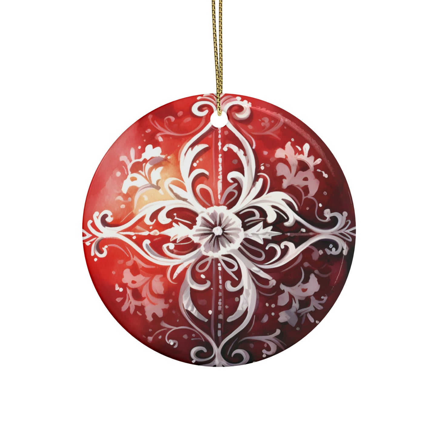 Red & White Swirls Ceramic Christmas Ornaments (1pcs, 5pcs, 10pcs, 20pcs)