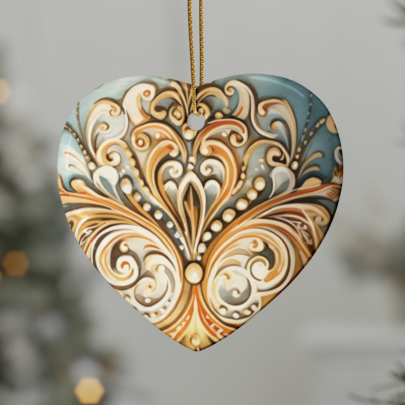 Blue & Gold Ceramic Christmas Ornaments (1pcs, 5pcs, 10pcs, 20pcs)