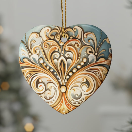 Blue & Gold Ceramic Christmas Ornaments (1pcs, 5pcs, 10pcs, 20pcs)