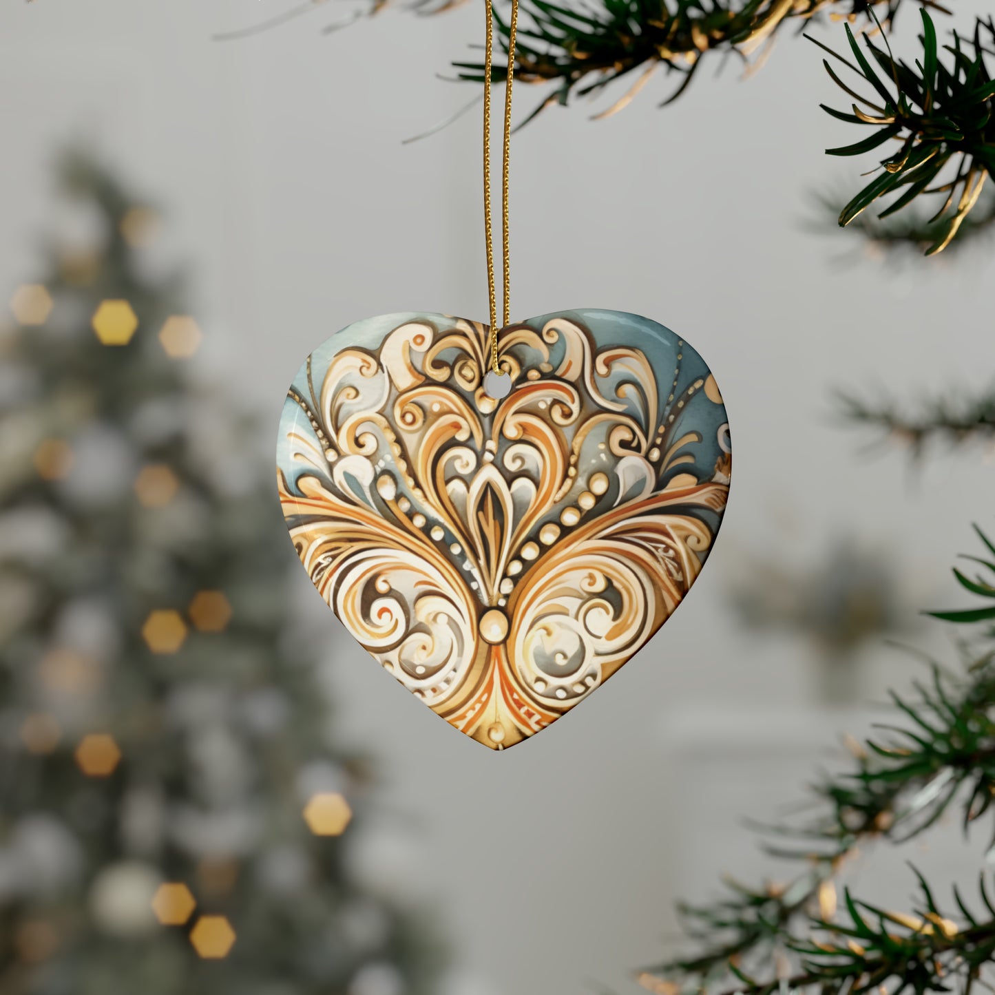 Blue & Gold Ceramic Christmas Ornaments (1pcs, 5pcs, 10pcs, 20pcs)