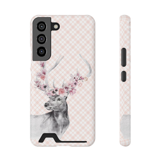 Floral Elk - MagSafe® Tough iPhone Case with Card Slot - Compatible with iPhone 13, and Samsung Galaxy S21, S22 models