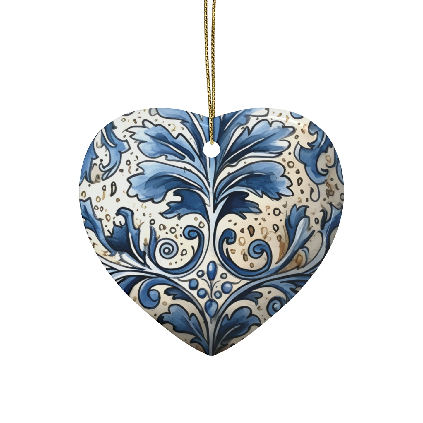 Dusty Blue & Cream Swirl Ceramic Christmas Ornaments (1pcs, 5pcs, 10pcs, 20pcs)